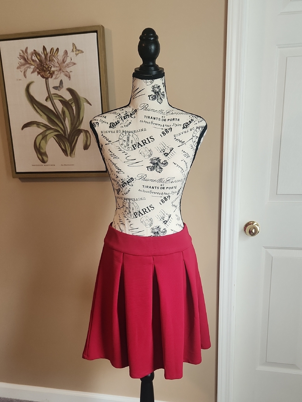 The Limited Red Skater Pleated Circle Skirt